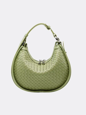 Portable Storage Travel Ready Arden Woven Crescent Bag ?C Genuine Leather Shoulder Bag