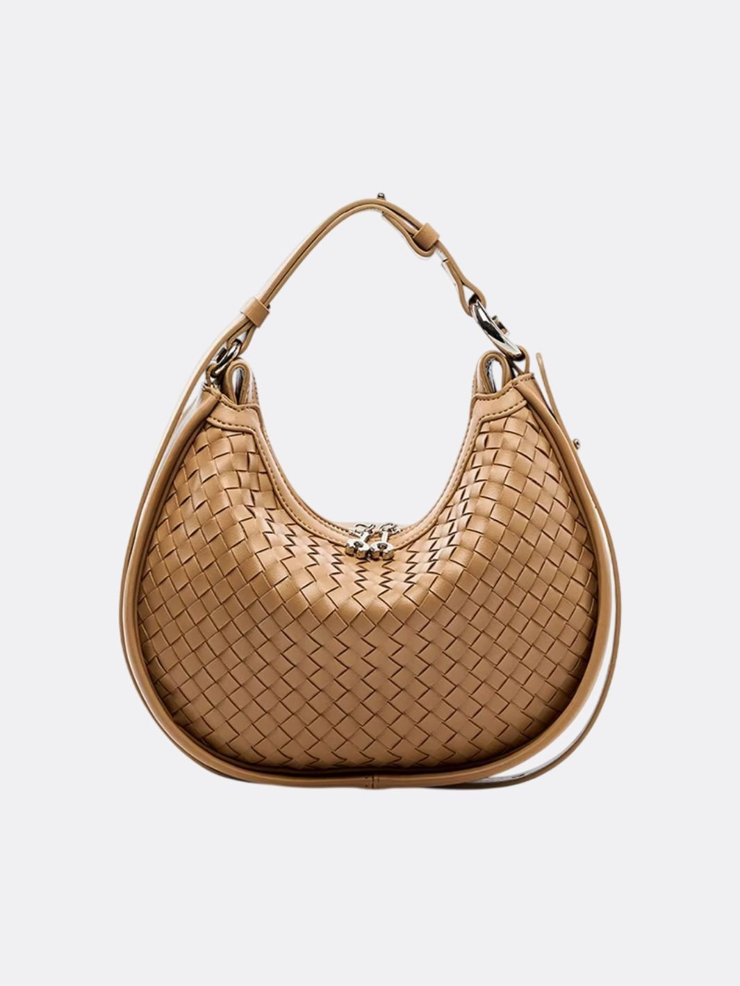 Everyday Essential Arden Woven Crescent Bag ?C Genuine Leather Shoulder Bag