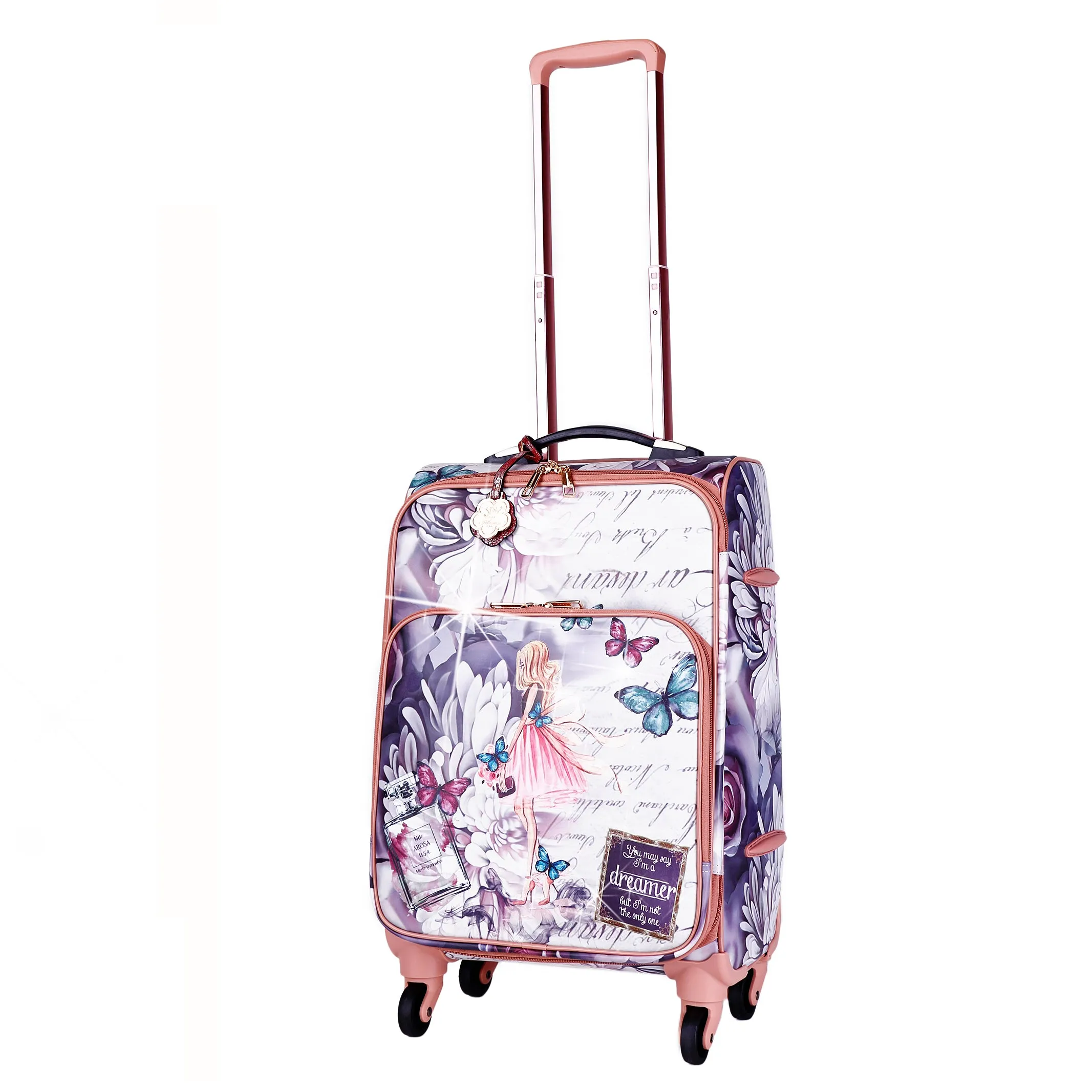 Arosa Elegant Floral Spinner Luggage Sustainable Vision Organized Space