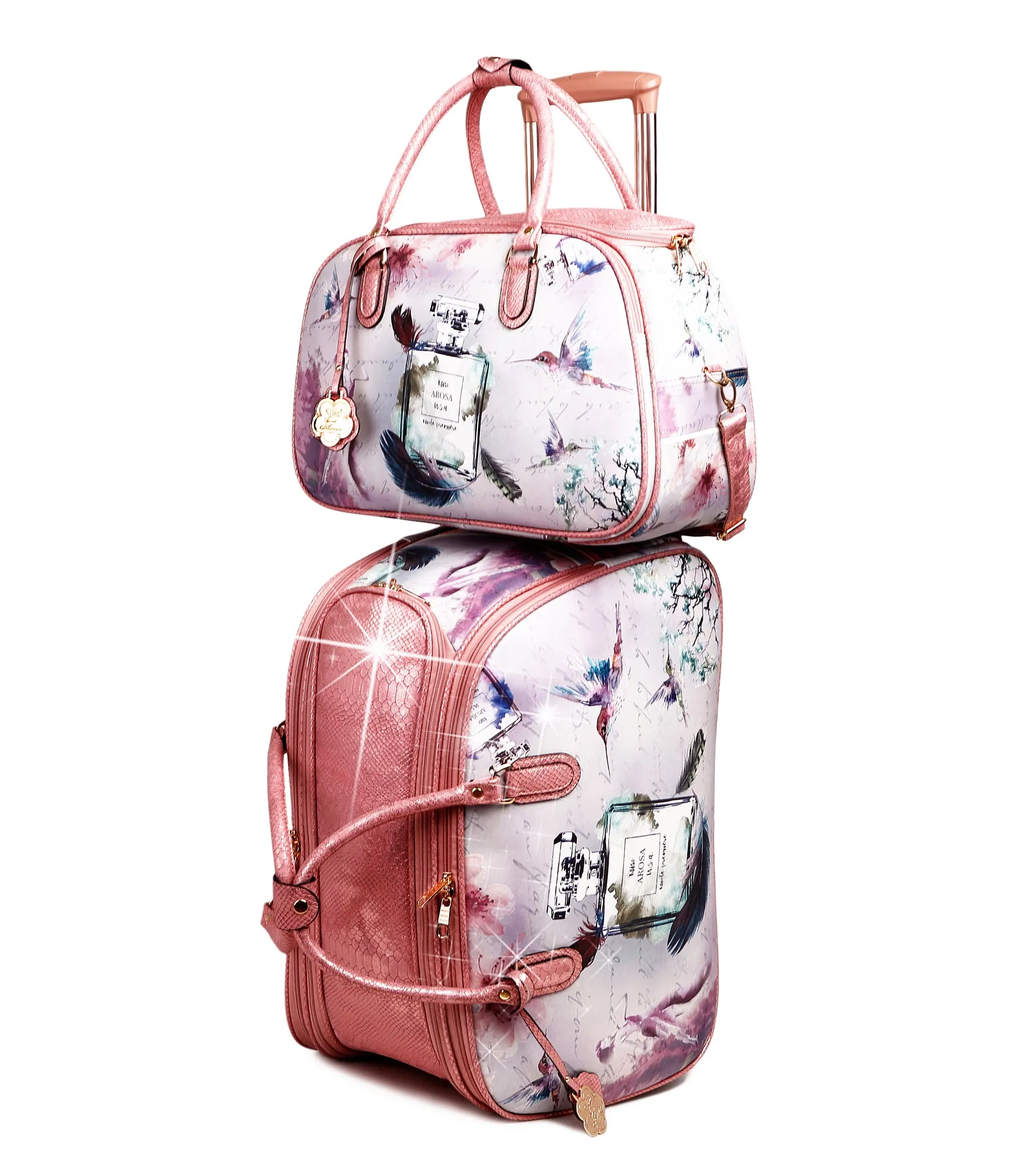 Personalized carry piece Portable design Arosa Elegant Two-Piece Travel Bag Set