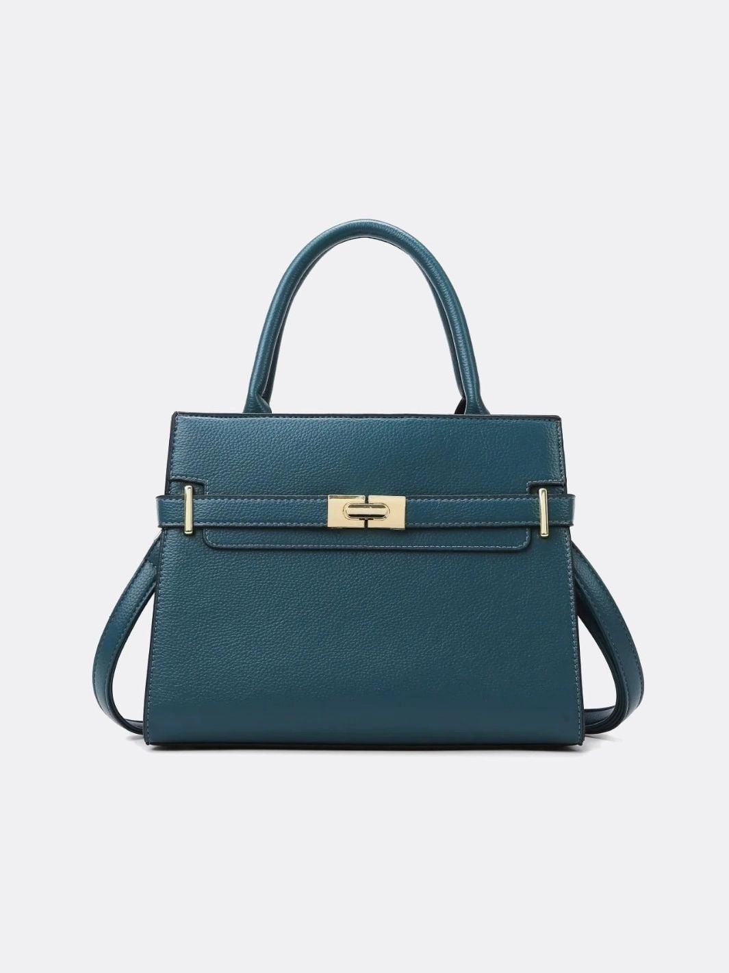 Aurora Signature Trapeze Bag ?C Structured Handbag with Turn-Lock Closure Refined Fabric Work Routine