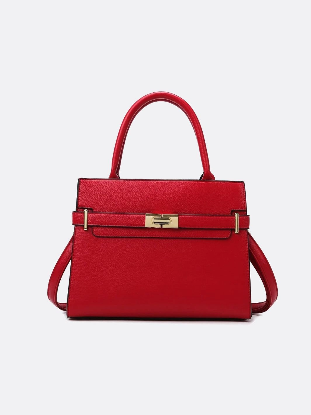 Polished Appeal Aurora Signature Trapeze Bag ?C Structured Handbag with Turn-Lock Closure