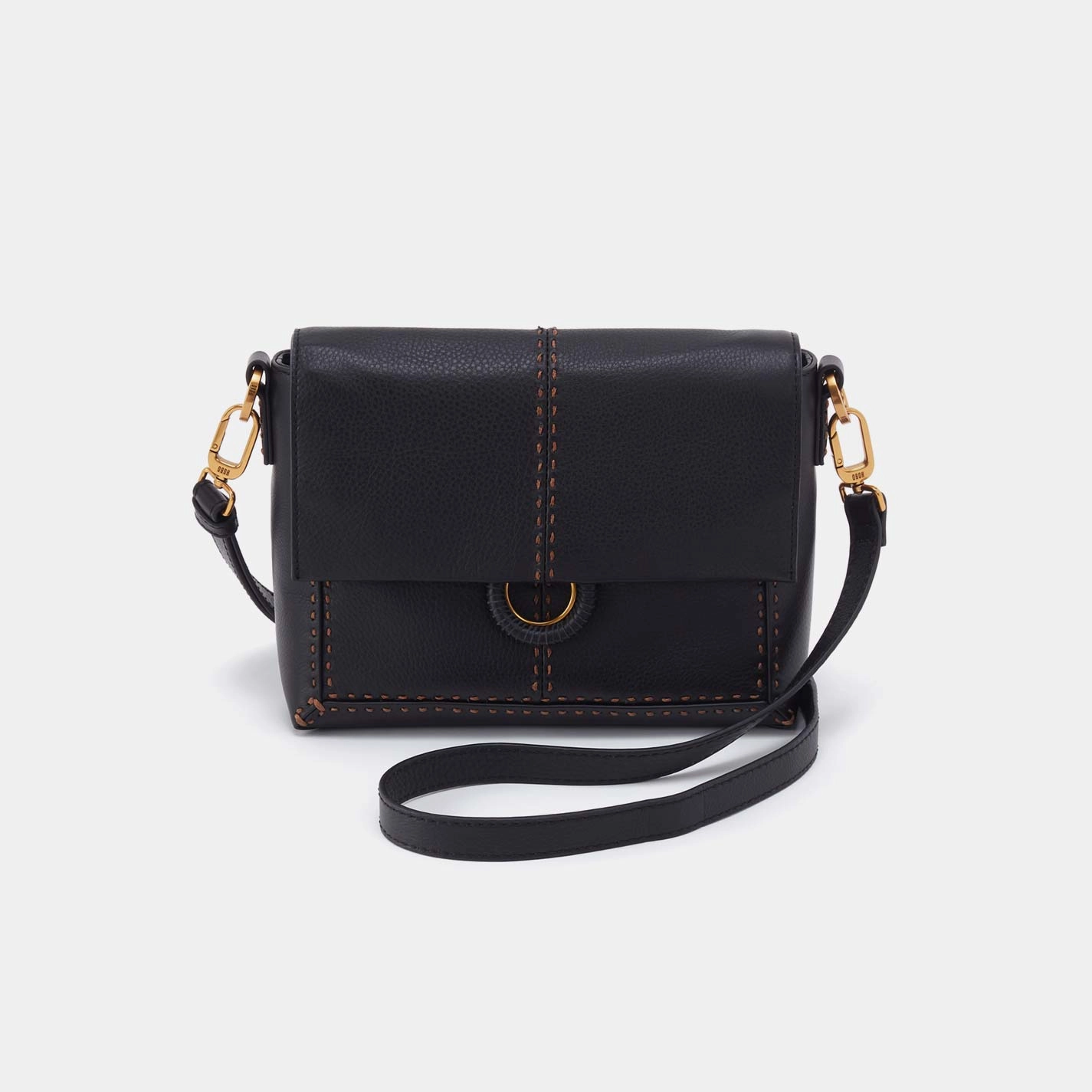 Casual Travel Timeless Piece Austin Flap Crossbody in Pebbled Leather, Black