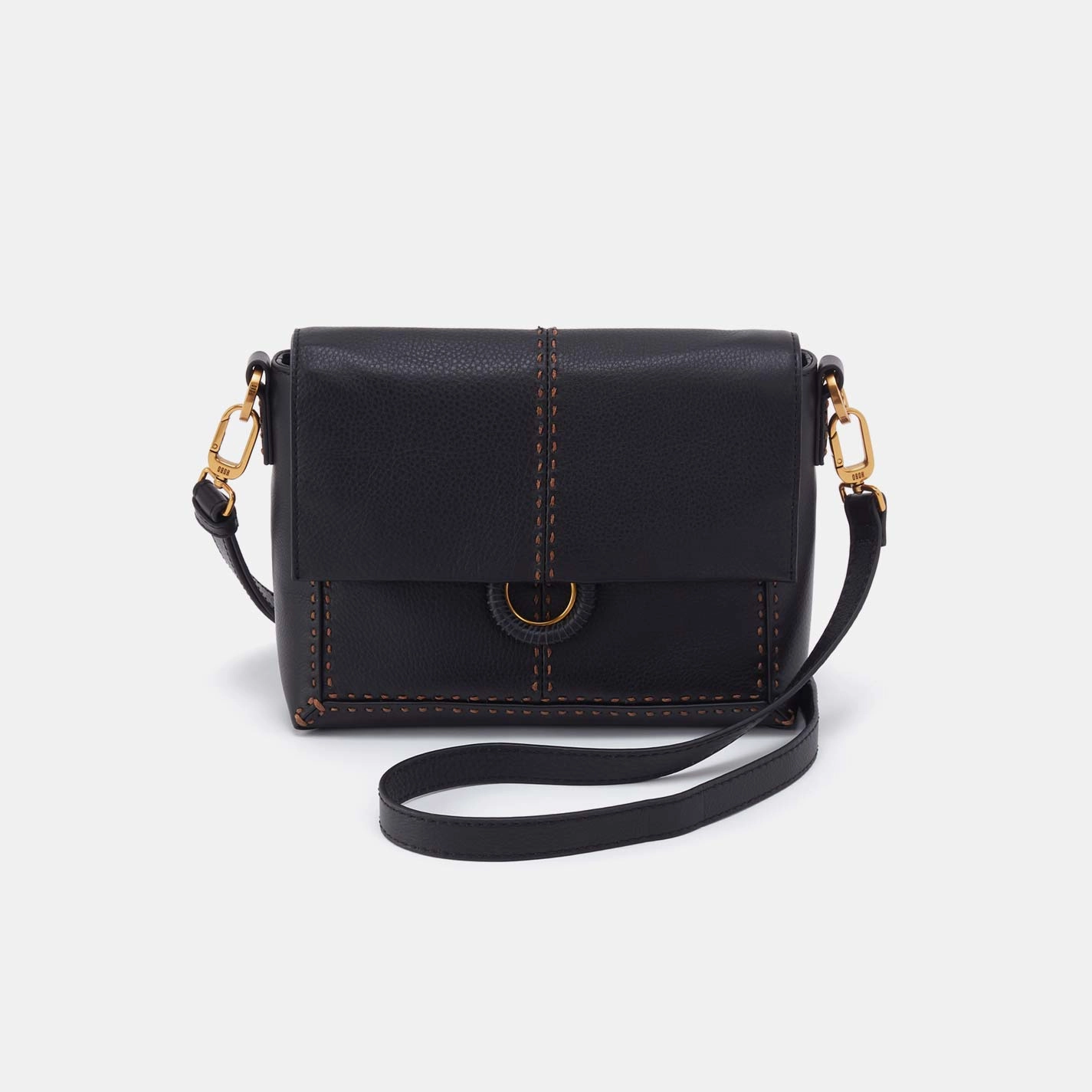Stylish Design Daily Comfort Austin Flap Crossbody in Pebbled Leather, Black