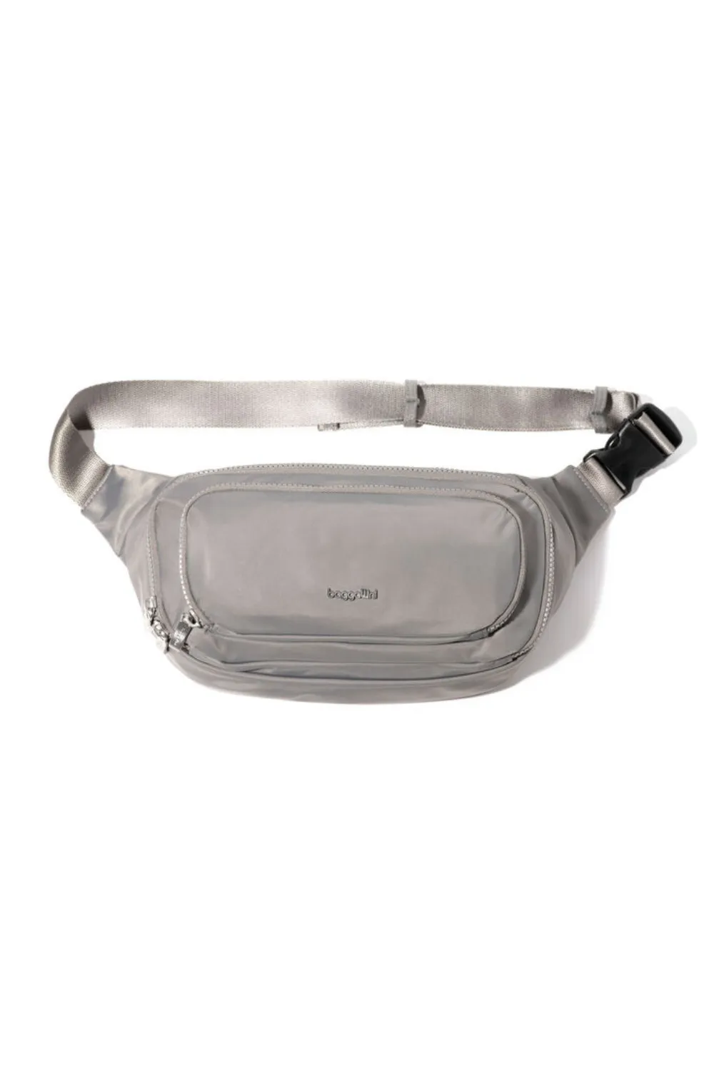 Comfort Companion Modern Adventure Baggallini On The Go Large Belt Bag Waist Pack | Steel Grey Twill