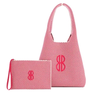 Sutton City Tote - Red Diamond Monogram / Detachable Metal Chain - Large City Traveler Work Ready