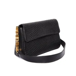 BALLY Vintage Quilted Leather 2way Bag Black Daily Carry Formal Accessory