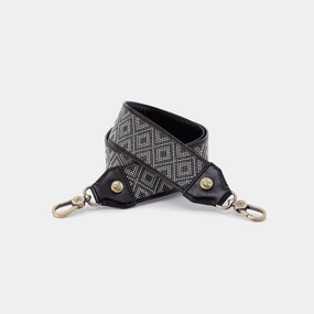 Business casual daily accessory Beaded Guitar Strap in Polished Leather - Black