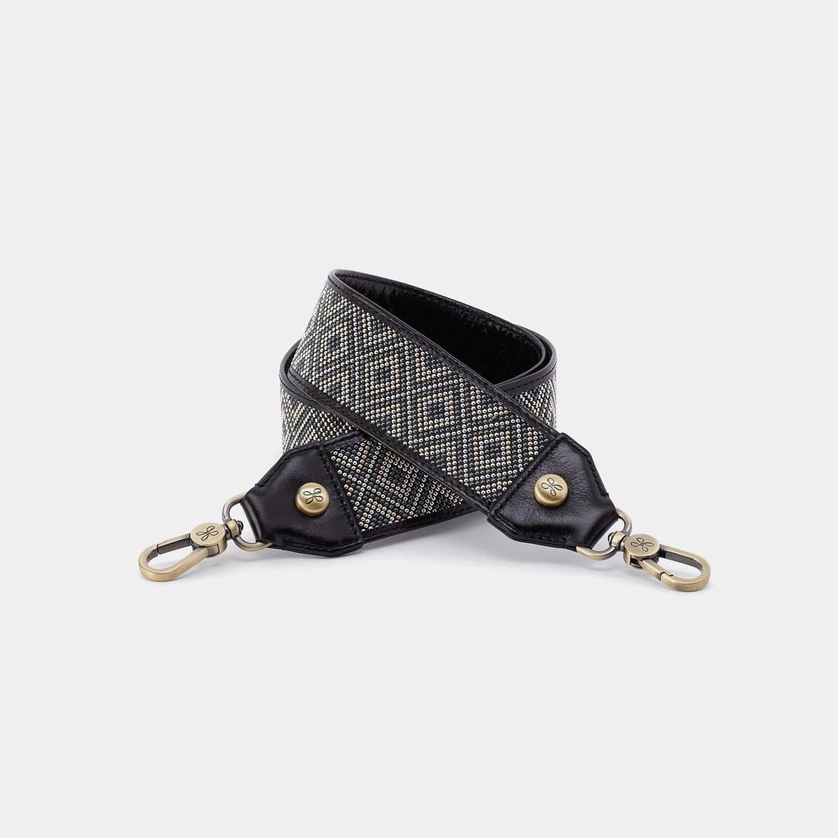 Business casual daily accessory Beaded Guitar Strap in Polished Leather - Black