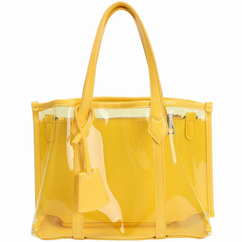 Bella | Black Patent Transparent Tote Bag ?C Modern & Trendy Everyday Organizer