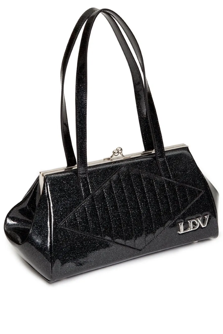 Timeless Form Urban Carry Black Glitter High Roller Kiss Lock Purse by Lux De Ville