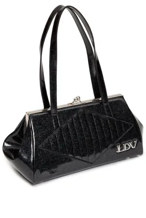 Timeless Form Urban Carry Black Glitter High Roller Kiss Lock Purse by Lux De Ville
