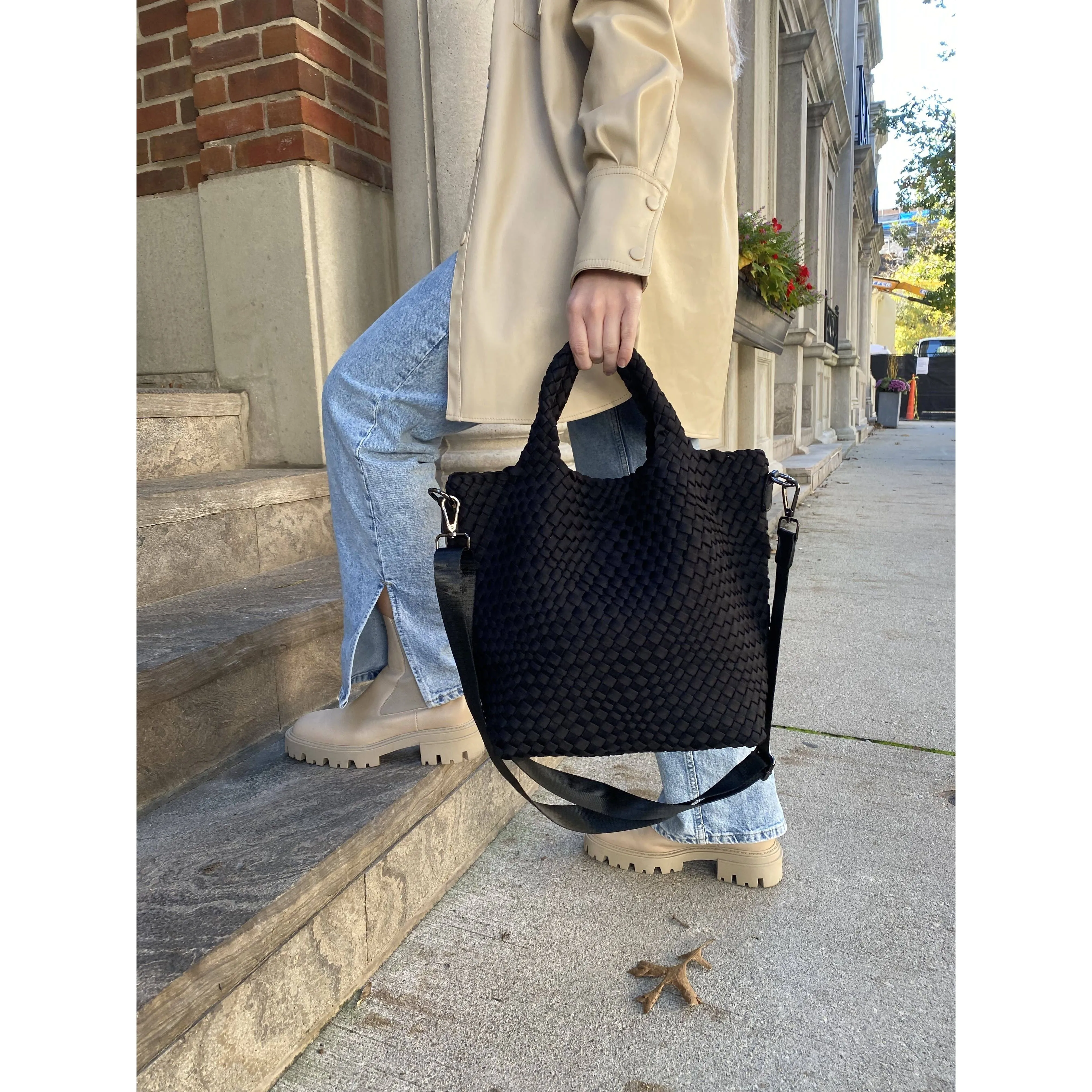 Airport Journey Smart Accent Black Woven Crossbody-Bag and Bougie- SALE