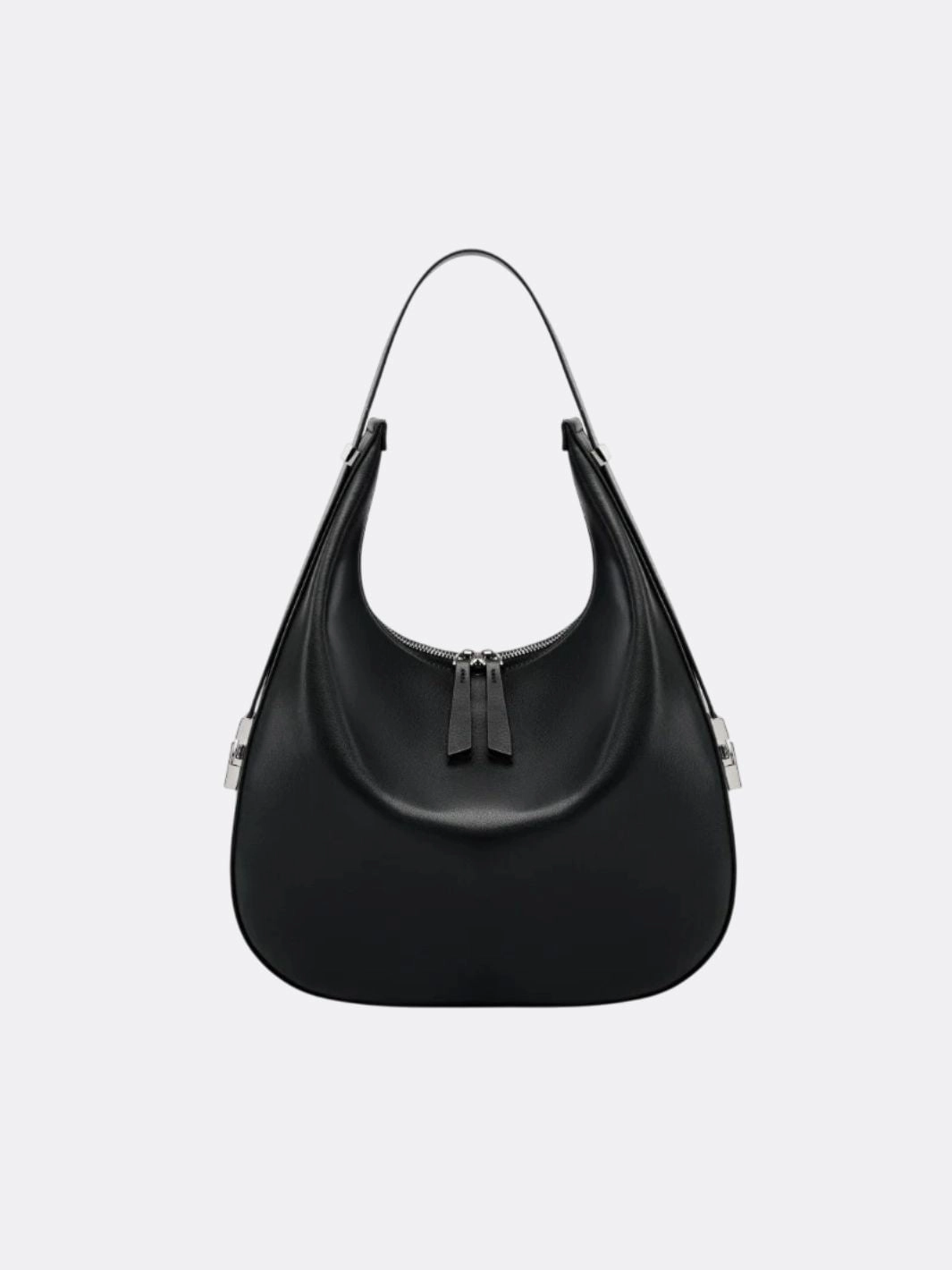 Black Leather Crescent Shoulder Bag ?C Minimalist Luxury Handbag Practical Feature