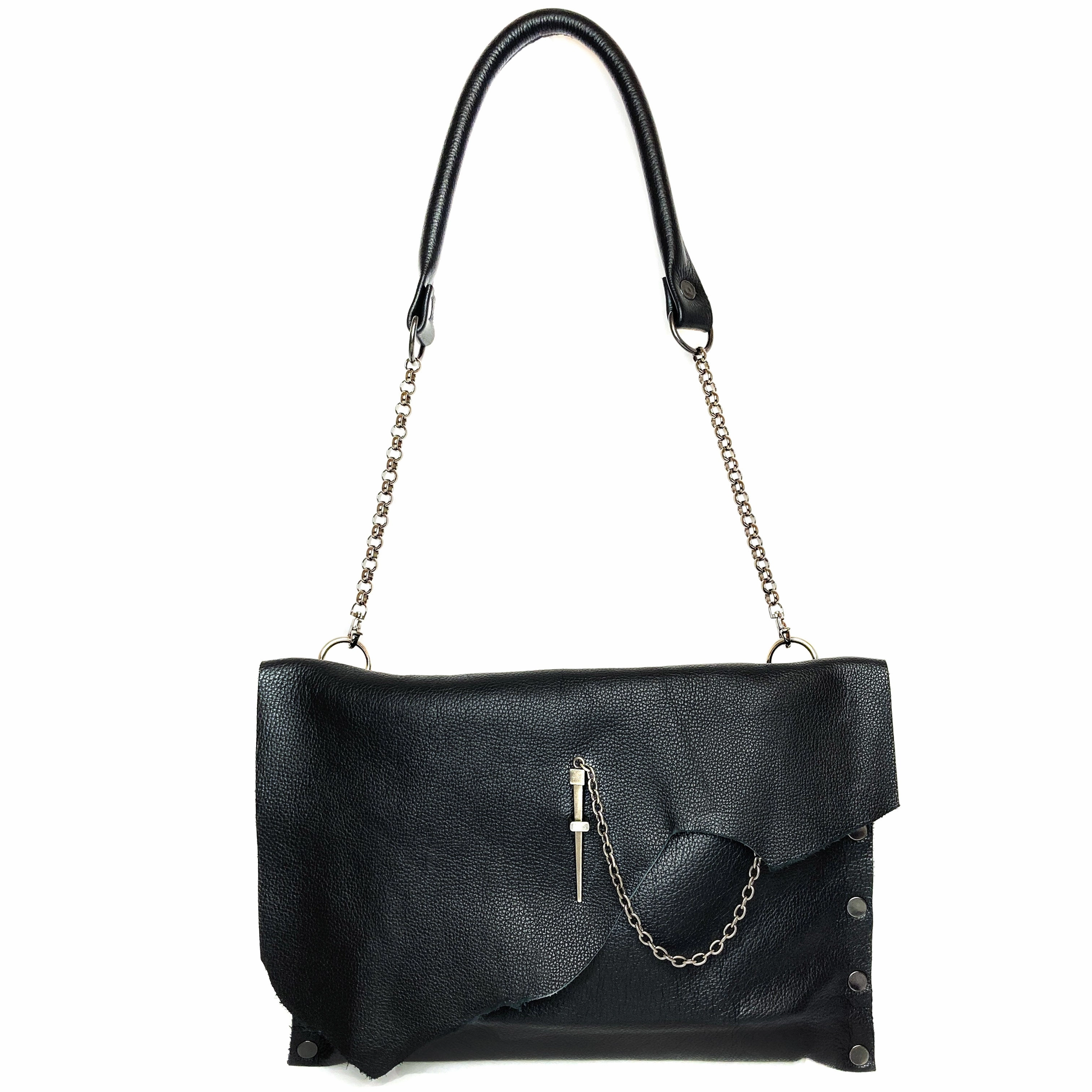 Comfort Function Street Functionality Black Leather "Cindy" Crossbody bag