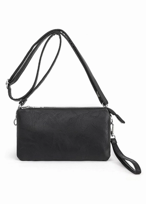 Black Vegan Leather Crossbody Purse Classic bag for outings Minimal Edge