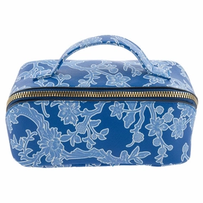 Travel Gift Makeup Storage Blue Floral Mini Zip Cosmetic Bag