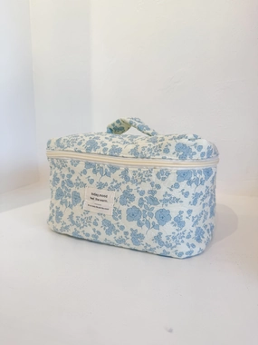 Modern Look Blue Flower Large Make Up Bag