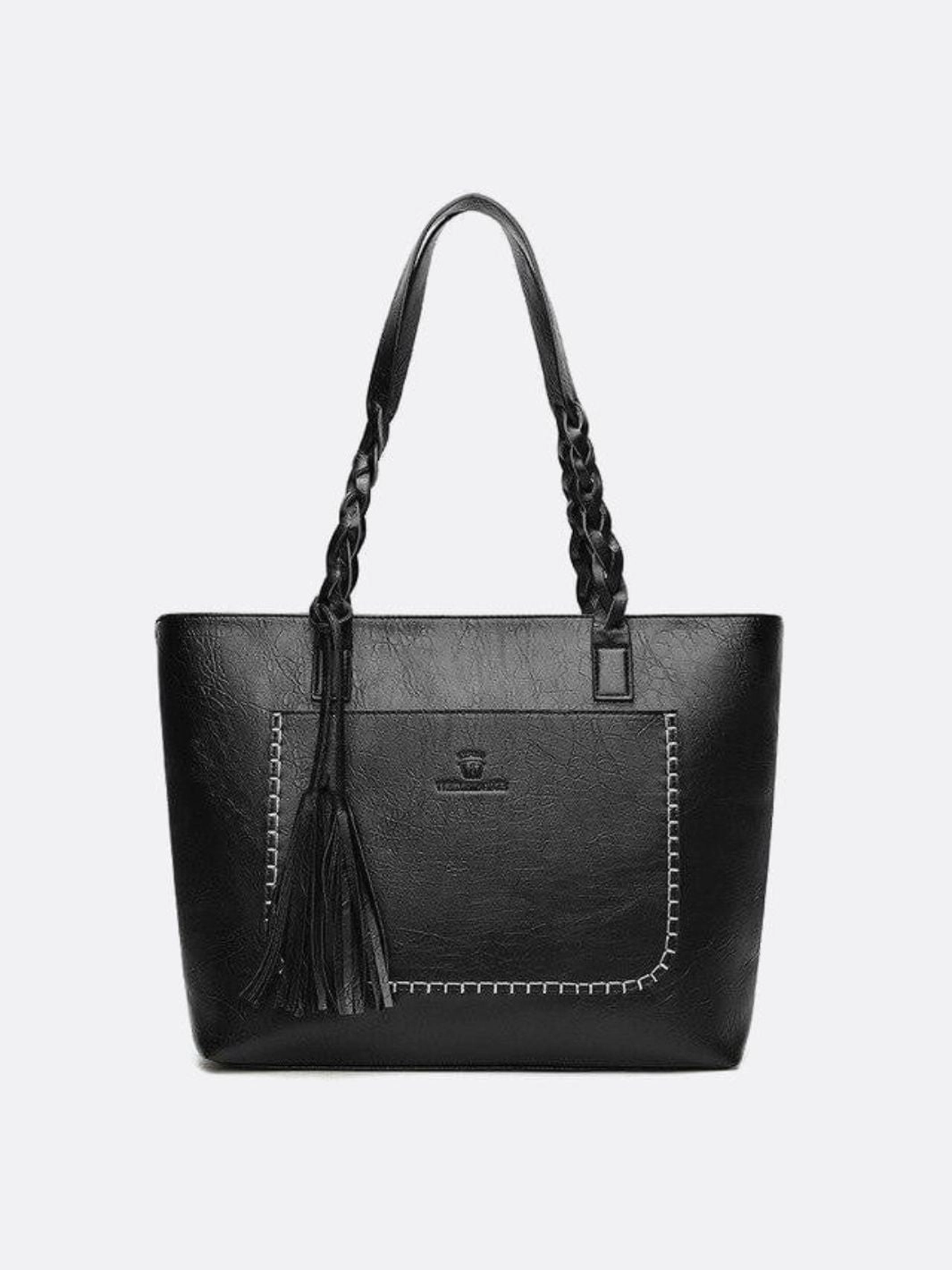 Boho Leather Tote Bag ?C Braided Straps & Tassel Charm Everyday Outfit Elegant fold-over handbag