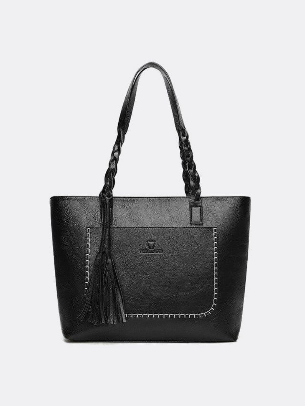 Boho Leather Tote Bag ?C Braided Straps & Tassel Charm Minimal Travel Travel Ready