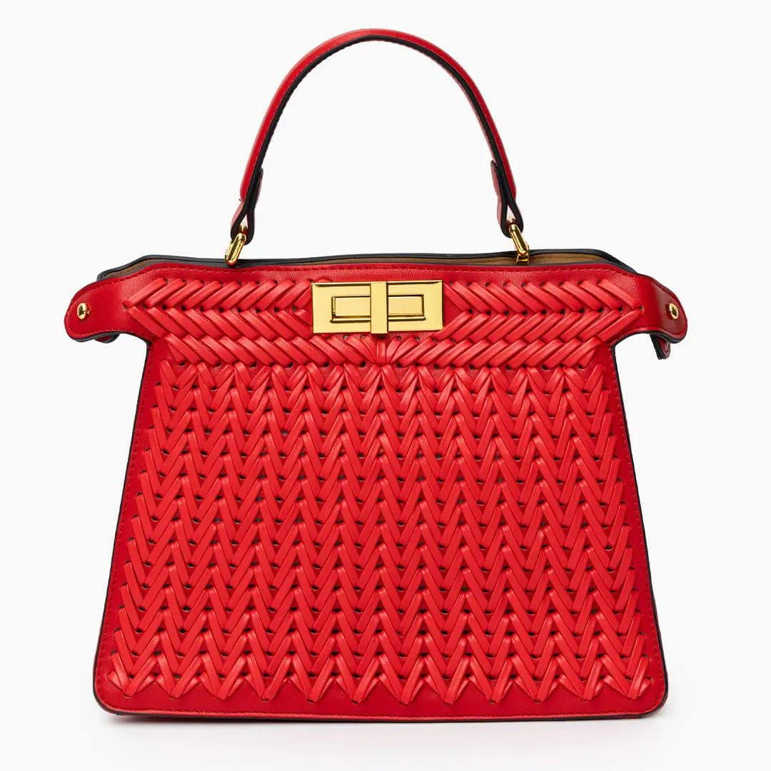 Isla | Woven Tan Leather Handbag ?C Artisanal Elegance Handmade Finish
