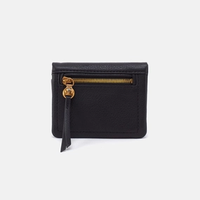 Lumen Mini Wallet in Pebbled Leather - Black Sophisticated Daily Workwear Companion
