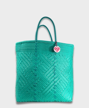 Maria Victoria | Glimmer Mint Tote | Upcycled, Handwoven Travel Essential Modern Look