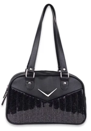 Trendy Evening Weekend Vibe Bonneville Cadi Bowler Purse in Black Sparkle