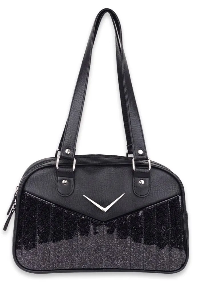 Trendy Evening Weekend Vibe Bonneville Cadi Bowler Purse in Black Sparkle