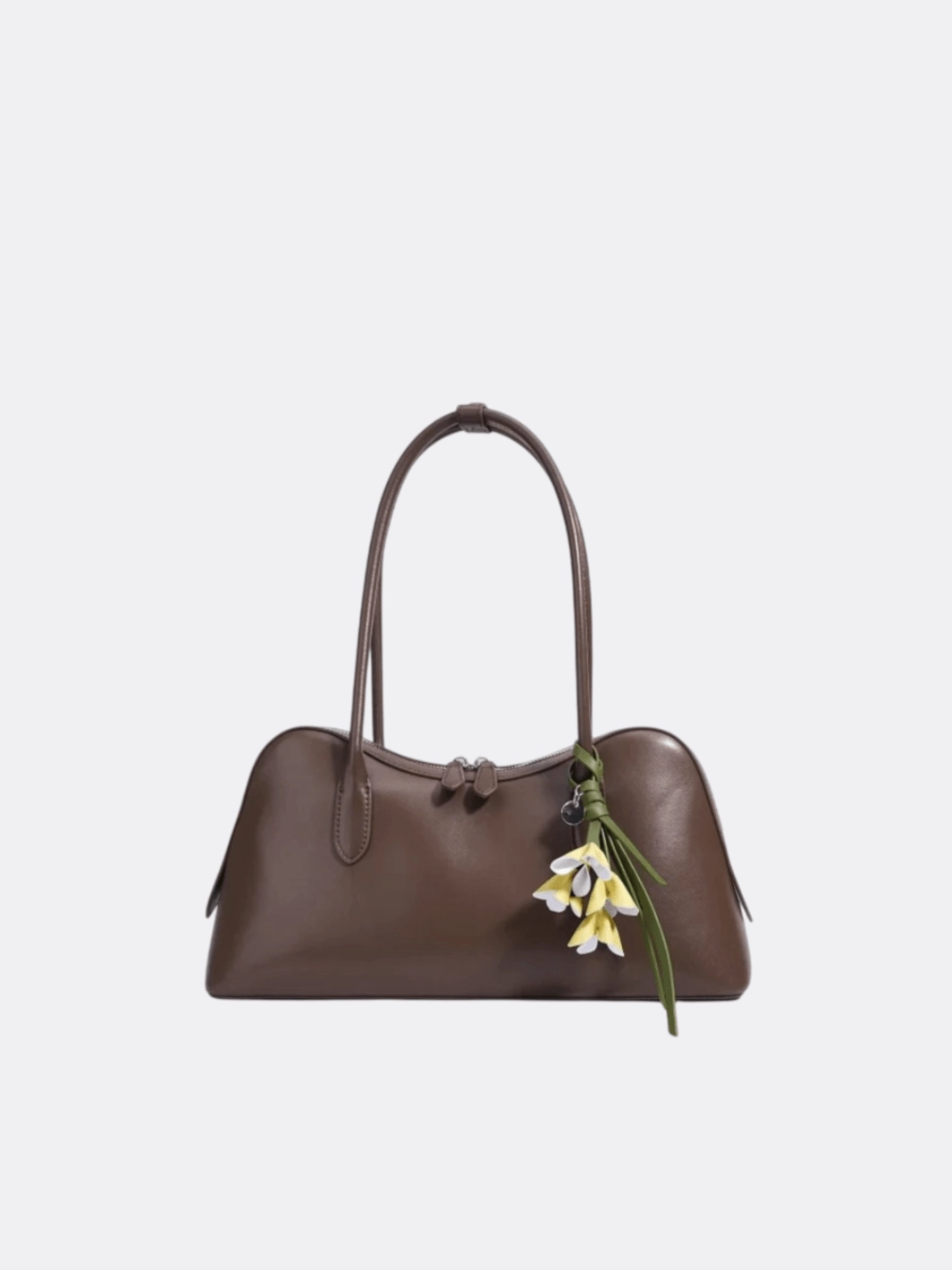 Everyday Essential Casual Functionality Boston Shoulder Bag with Floral Charm ?C Elegant Everyday Handbag