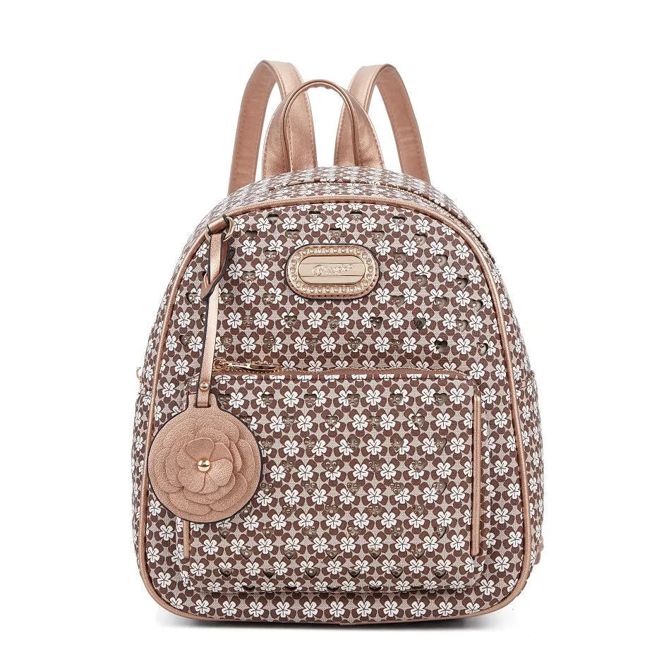 Evening Glamour Brangio Chic Floral Brown Backpack
