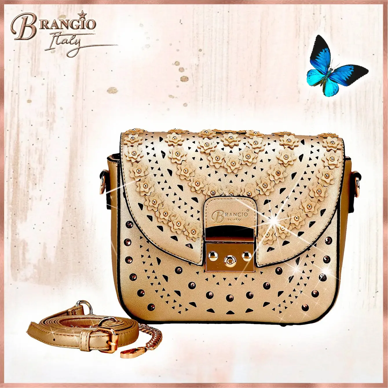Brangio Elegant Floral Radiance Crossbody Office Ready