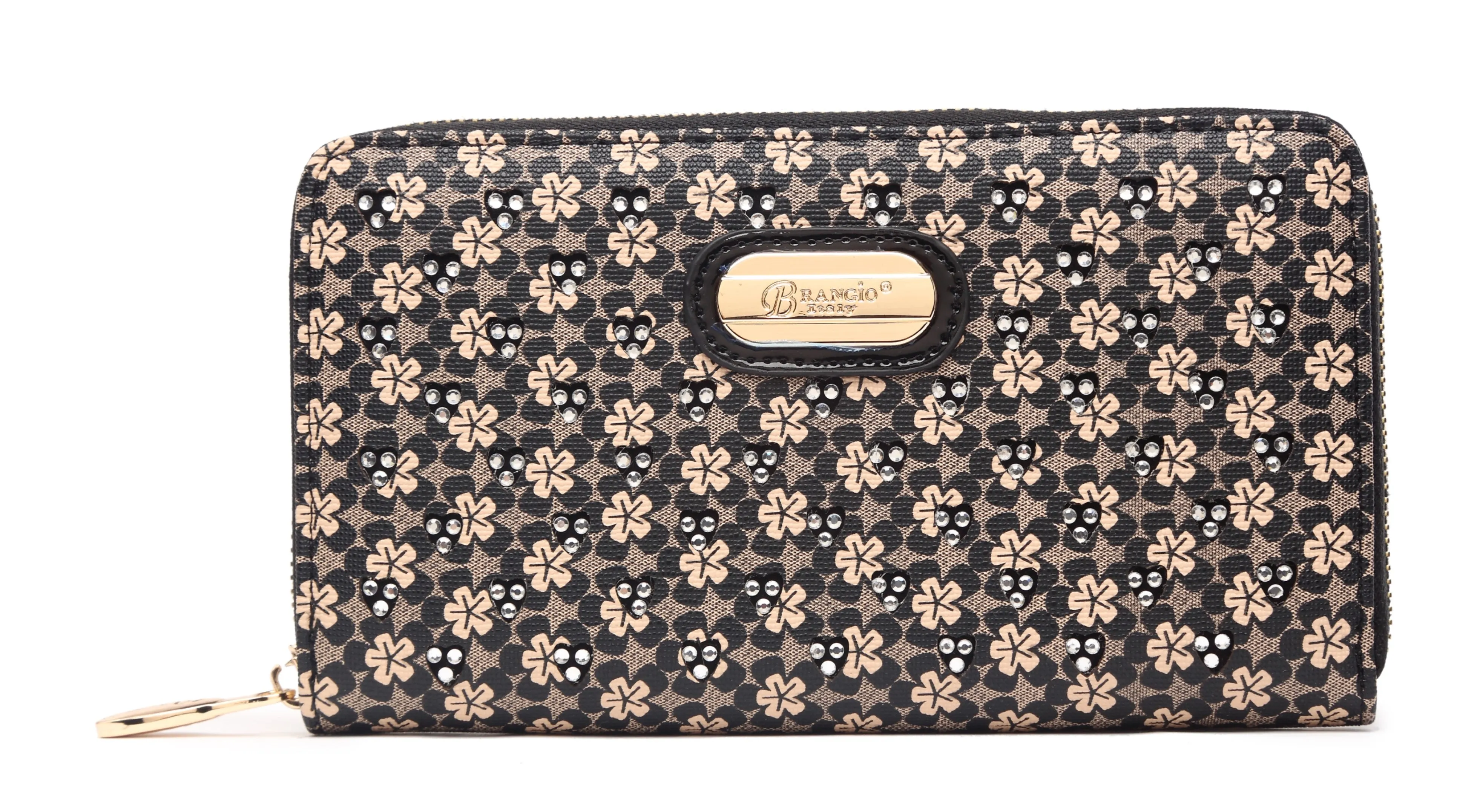 Brangio Floral Embellished Zip-Around Wallet Elegant Construction Dynamic look