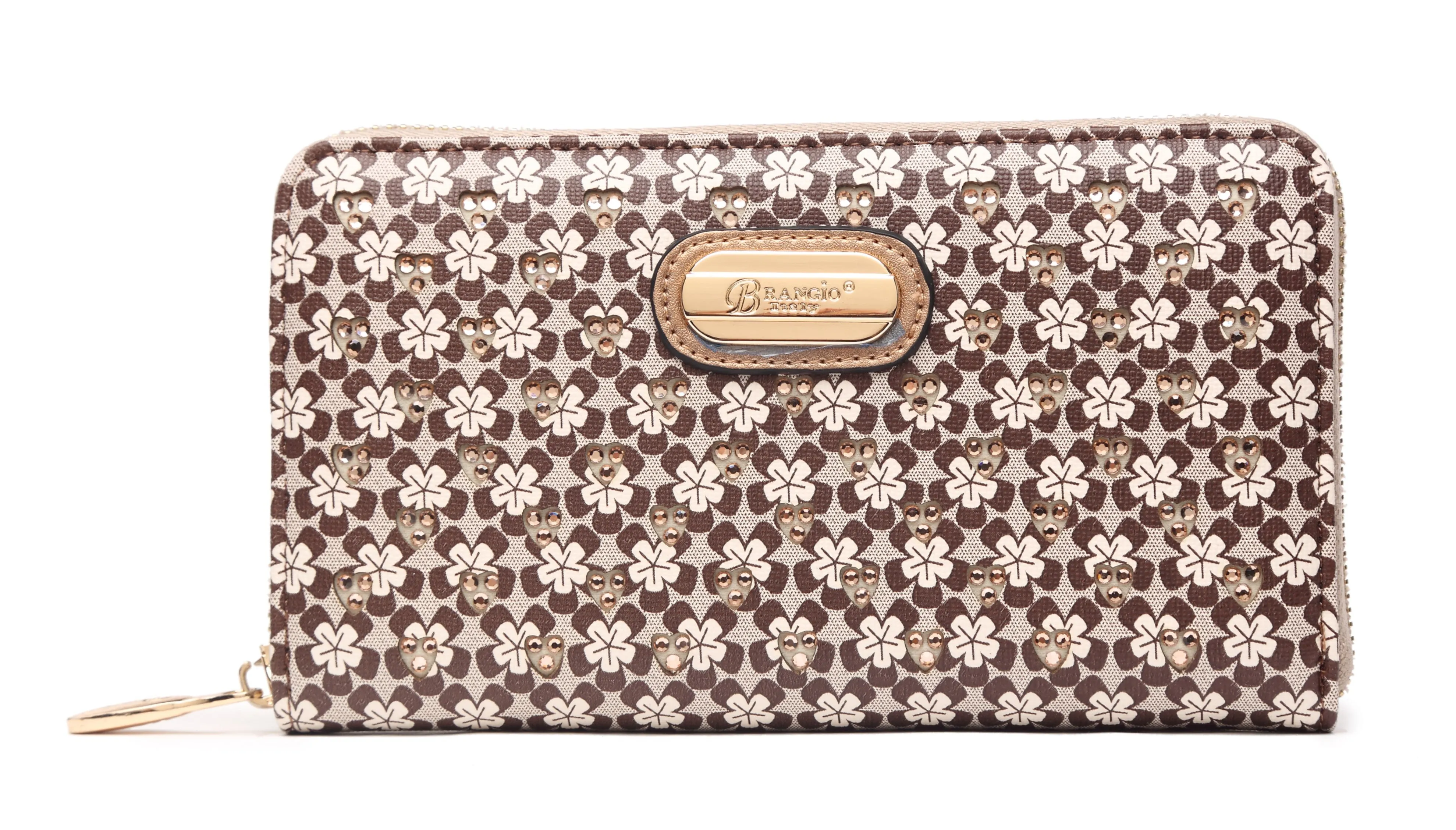 Brangio Floral Embellished Zip-Around Wallet detailed craft