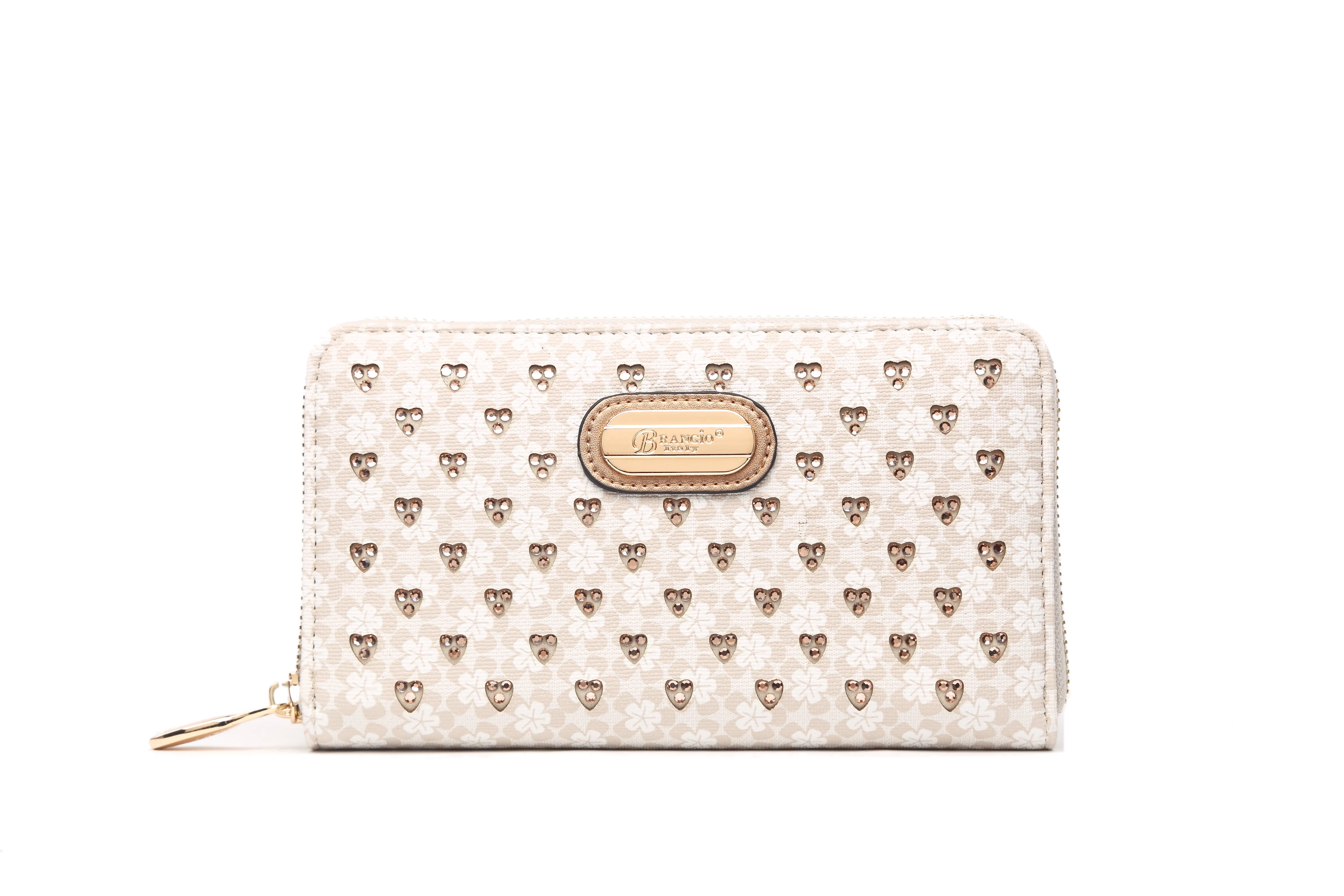 Brangio Floral Embellished Zip-Around Wallet Stylish Look Boho-inspired handbag