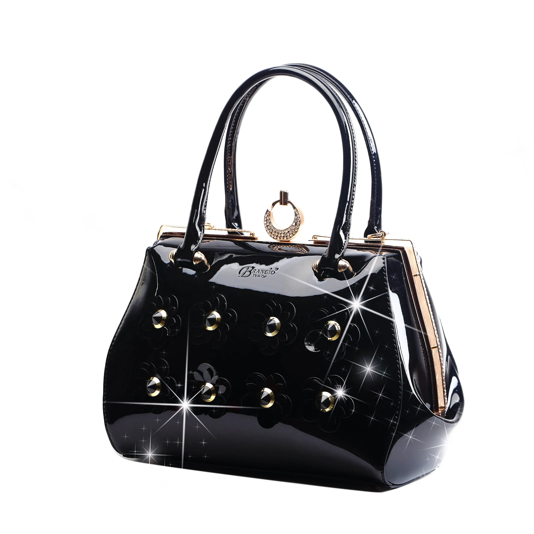 Artisan Construction Brangio Glossy Floral Embellished Handbag