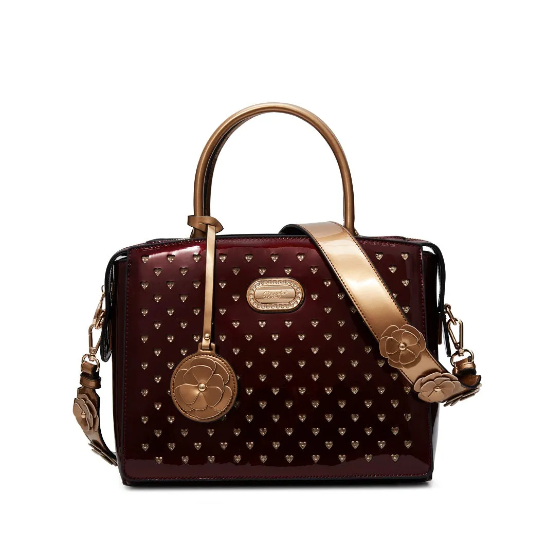 Everyday Comfort Brangio Glossy Handbag with Floral Accent