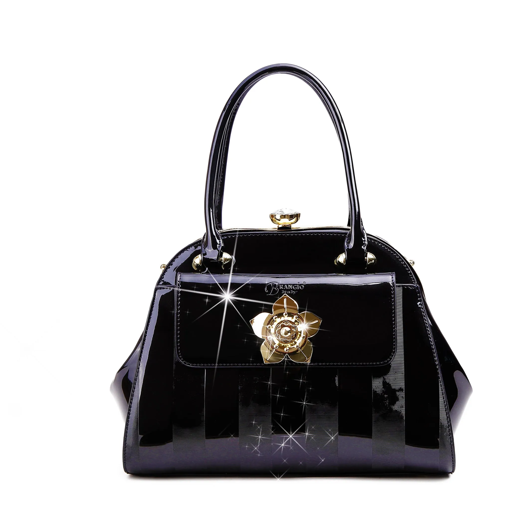 Brangio Italy Elegant Patent Handbag Modern Wardrobe Everyday Spirit