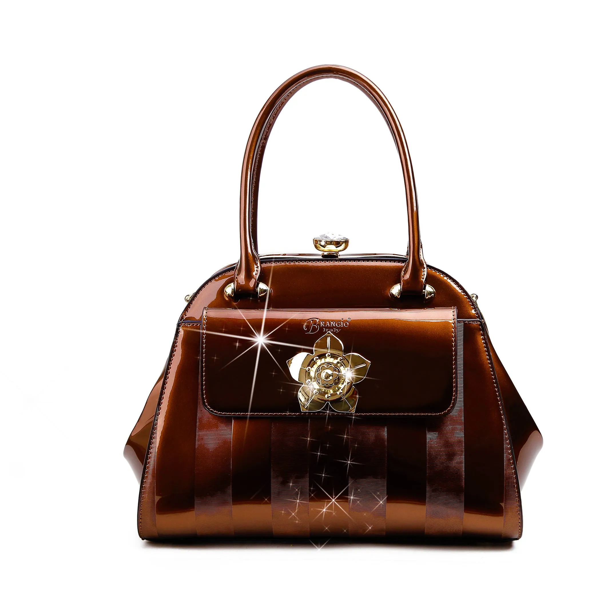 Brangio Italy Elegant Patent Handbag Evening Look