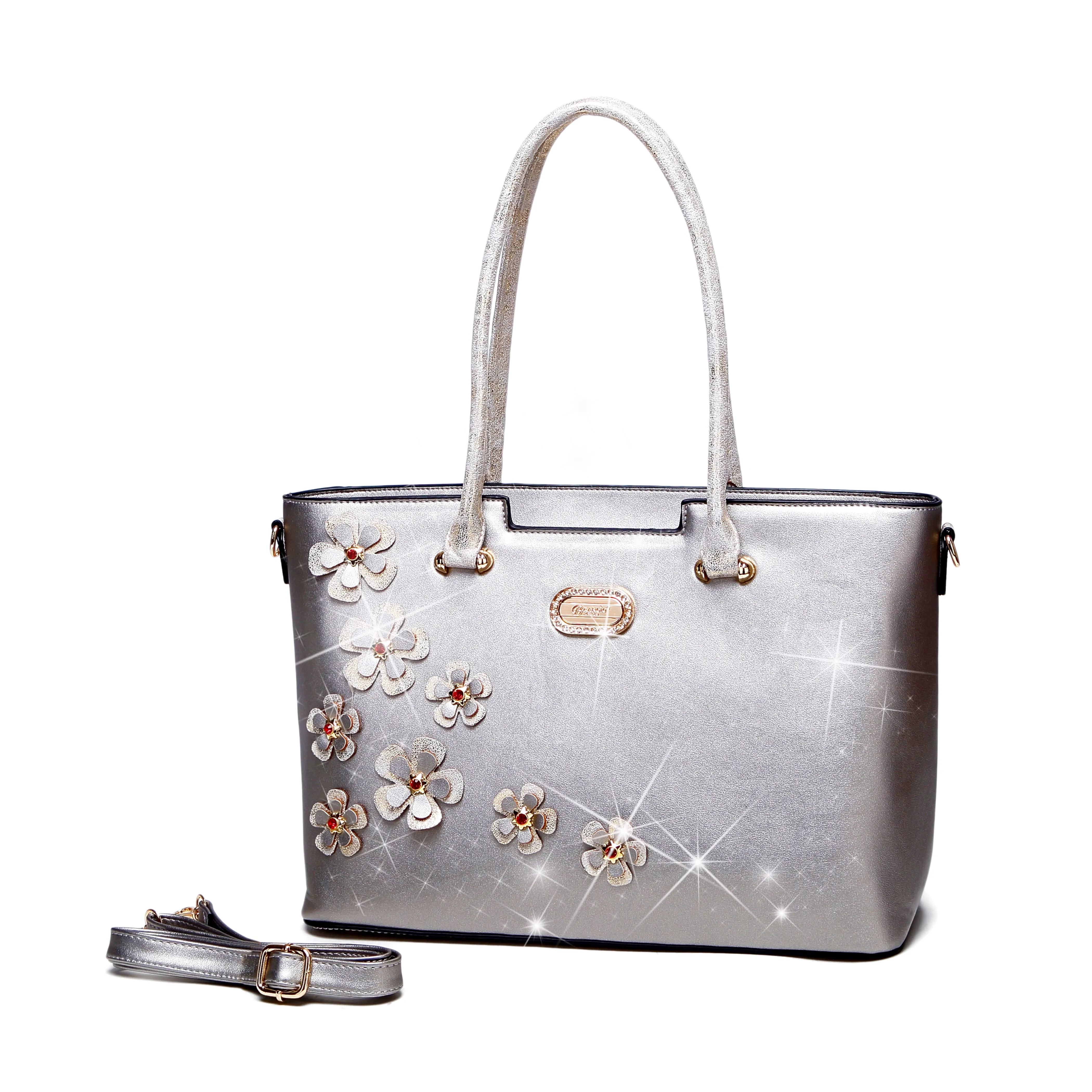 Brangio Italy Silver Bloom Tote Urban Functionality