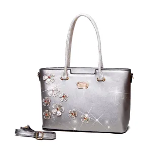 Brangio Italy Silver Bloom Tote Urban Functionality