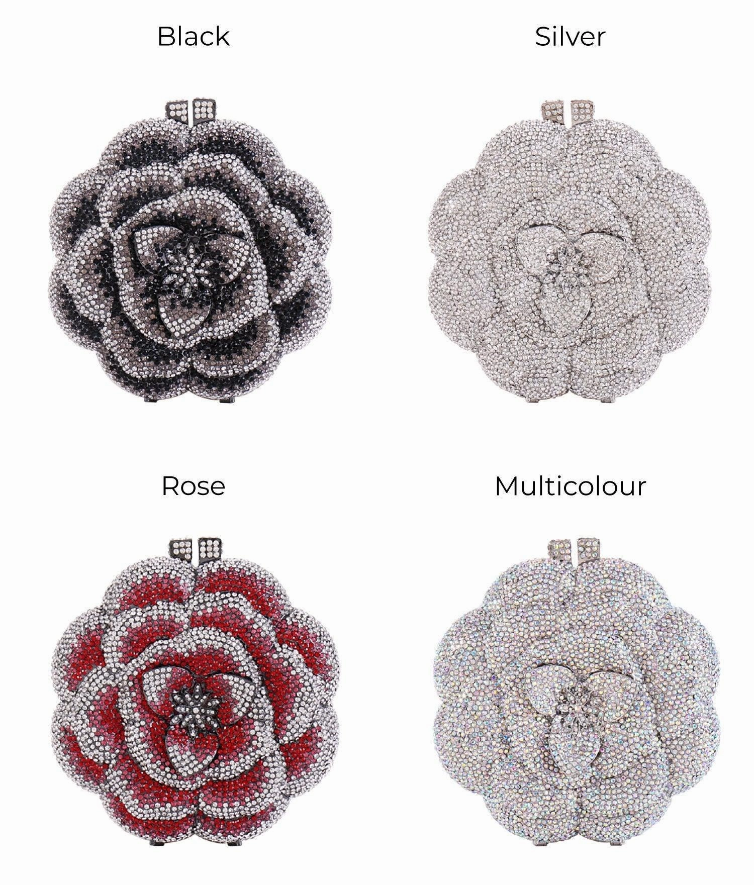 Timeless Simplicity Bridal Wedding Clutch, Handcrafted Flower Clutch Bag Rhinestone Floral Party Bag, Floral Crystal Rhinestone Shoulder Bag, Luxury Evening Bag