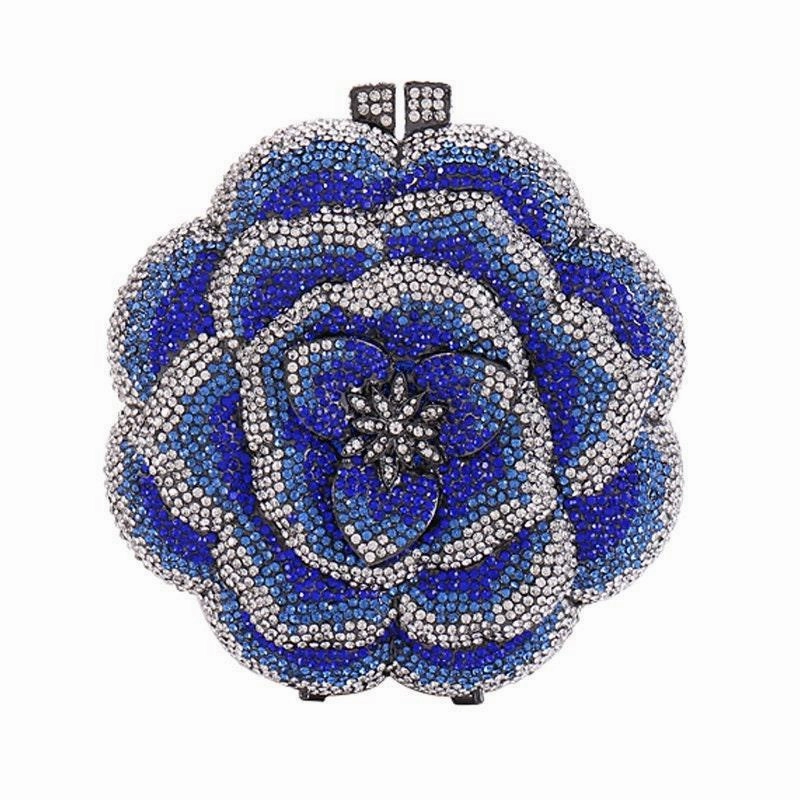 Bridal Wedding Clutch, Handcrafted Flower Clutch Bag Rhinestone Floral Party Bag, Floral Crystal Rhinestone Shoulder Bag, Luxury Evening Bag Compact Comfort Street Fashion