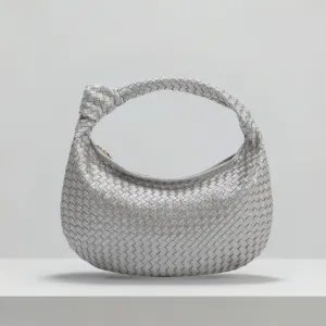 Picnic Mood Practical Functionality Brigitte Silver Large Recycled Vegan Shoulder Bag