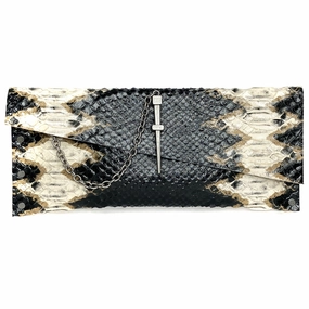 Elegant Texture Minimal Piece Bronze Python Dagger Evening Clutch