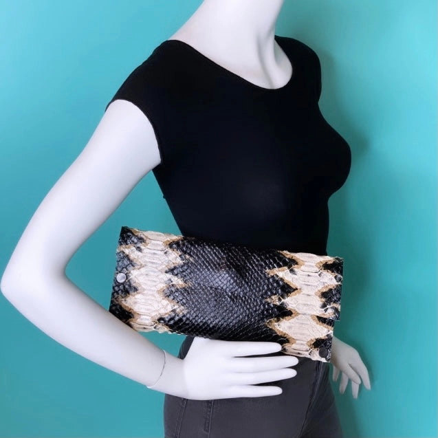 Bronze Python Evening Clutch Trendy Fashion Polished Elegance