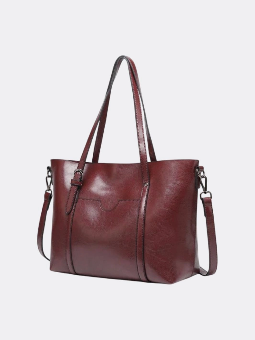 Weekend Vibe Brown Faux Leather Tote Bag - Versatile Shoulder & Crossbody