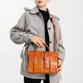 Brown Tan Leather Satchel, Leather Messenger, Handmade Leather Briefcase, Shoulder Bag Portfolio, Messenger Bag, Christmas Gift Sleek Design Versatile Function