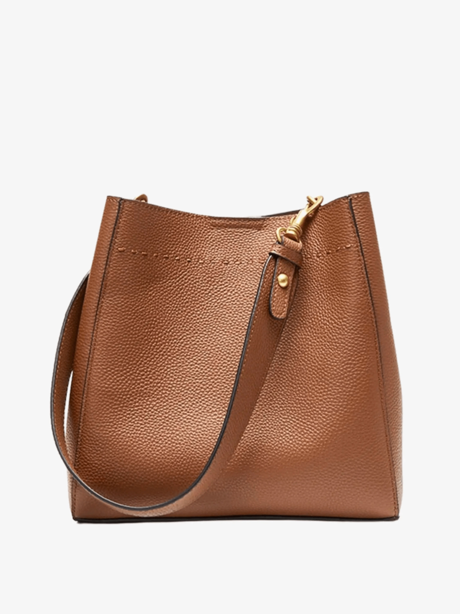 Sustainable Vision Zipper Detail Camille | Luxe Brown Leather Bucket Bag ?C Classic & Versatile