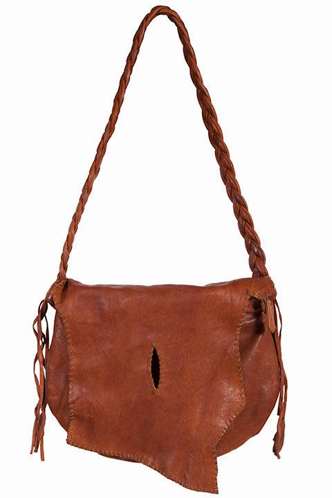 Western Shoulder Bag with Natural Edge Flap Modern Utility